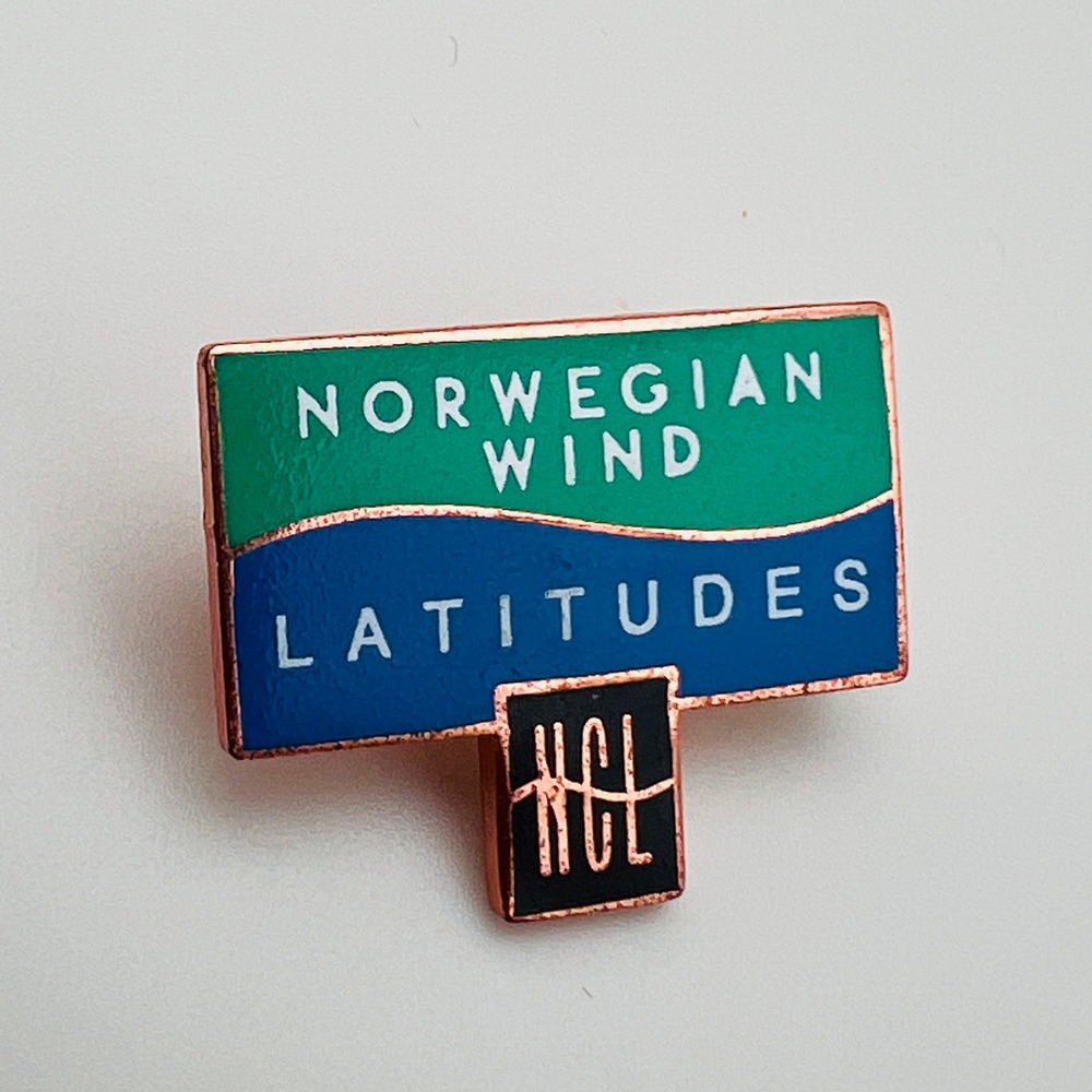 Norwegian Wind Pin Latitudes NCL Cruise Line Enamel Lapel Blue Green Souvenir